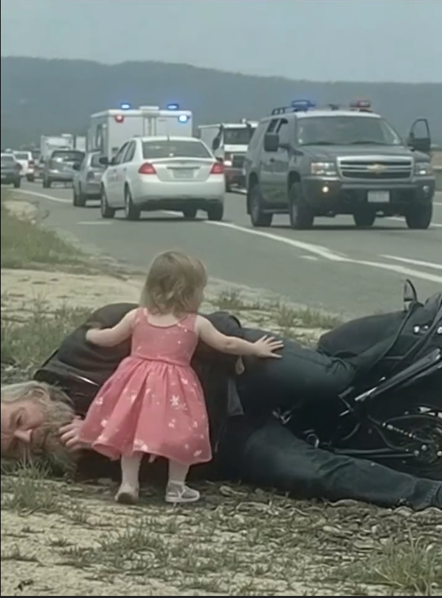 Little Girl in Princess Dress Saves Biker Found Dying in Roadside Ditch